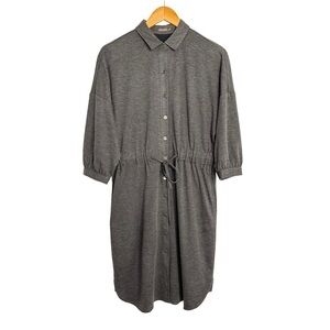 J McLaughlin Womens Wool Blend Button Up Shirt Dress Sz Small Gray Drawstring